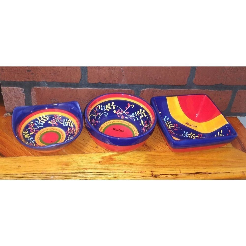 Del Rio Salado Ceramic Hand Painted Bowl serving Salsa Relish cereal multicolor